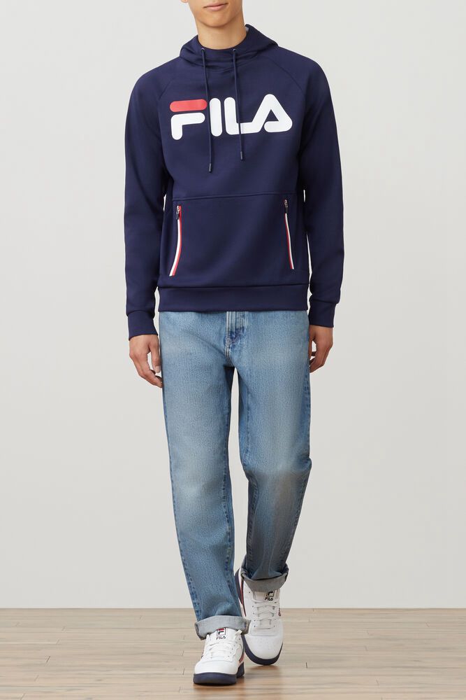 Fila Ezra Navy Hoodie Mens - NZ 54932-CYZK